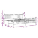 vidaXL fekete fém ágykeret fej- és lábtámlával 193 x 203 cm
