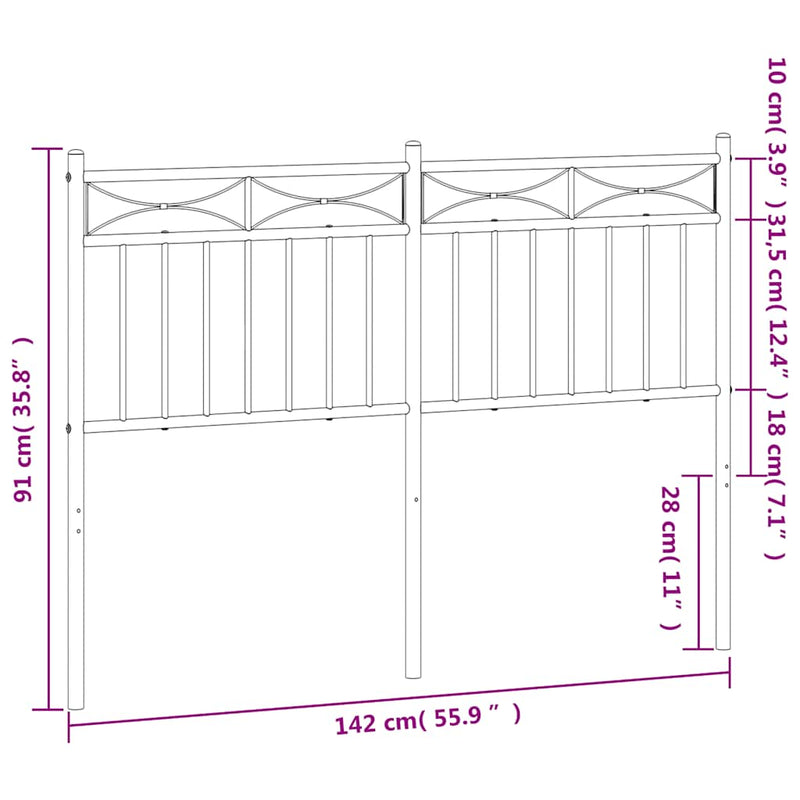 vidaXL fekete fém fejtámla 135 cm