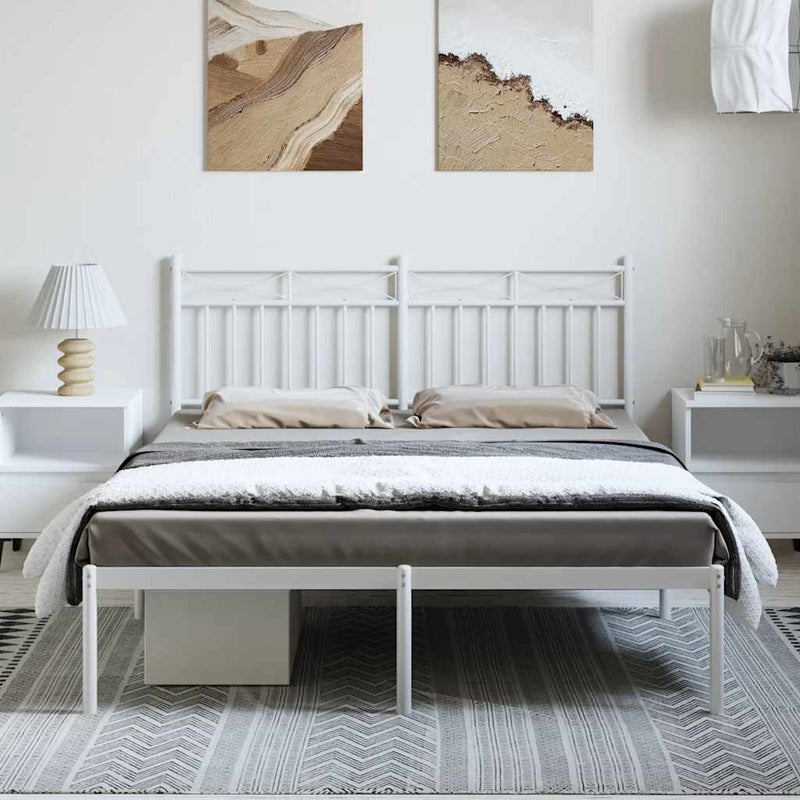 vidaXL fehér fém ágykeret fejtámlával 150 x 200 cm