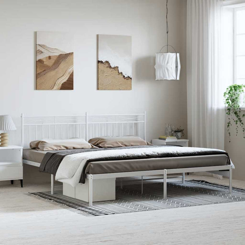 vidaXL fehér fém ágykeret fejtámlával 183 x 213 cm