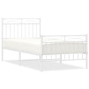 vidaXL fehér fém ágykeret fej- és lábtámlával 90 x 190 cm