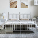 vidaXL fehér fém ágykeret fej- és lábtámlával 135x190 cm