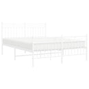vidaXL fehér fém ágykeret fej- és lábtámlával 135x190 cm