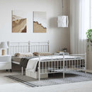 vidaXL fehér fém ágykeret fej- és lábtámlával 135x190 cm