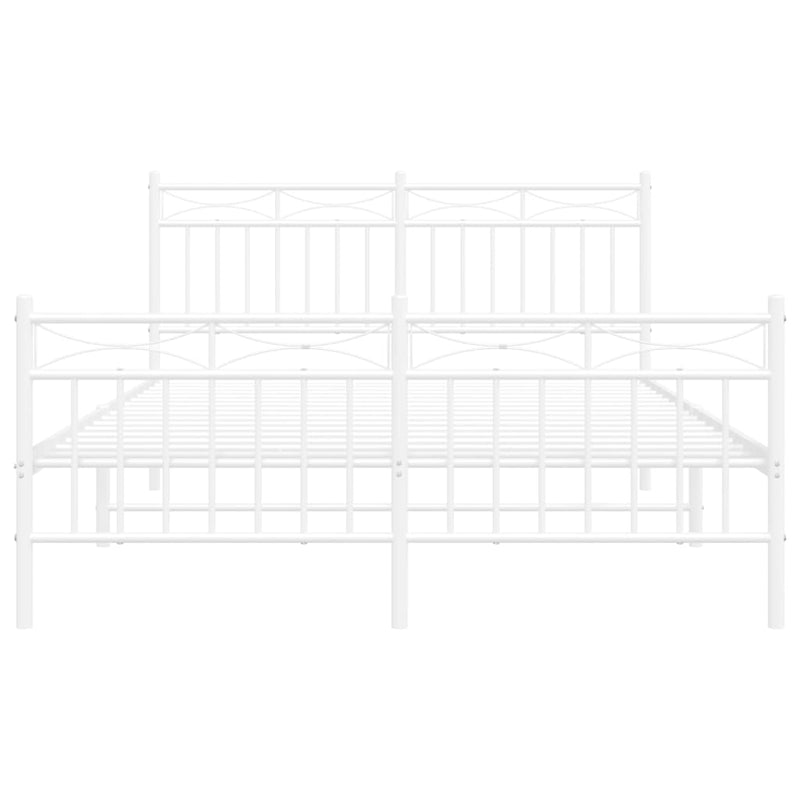 vidaXL fehér fém ágykeret fej- és lábtámlával 140x200 cm