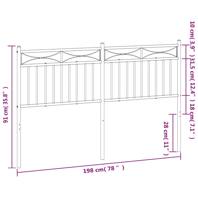 vidaXL fehér fém fejtámla 193 cm