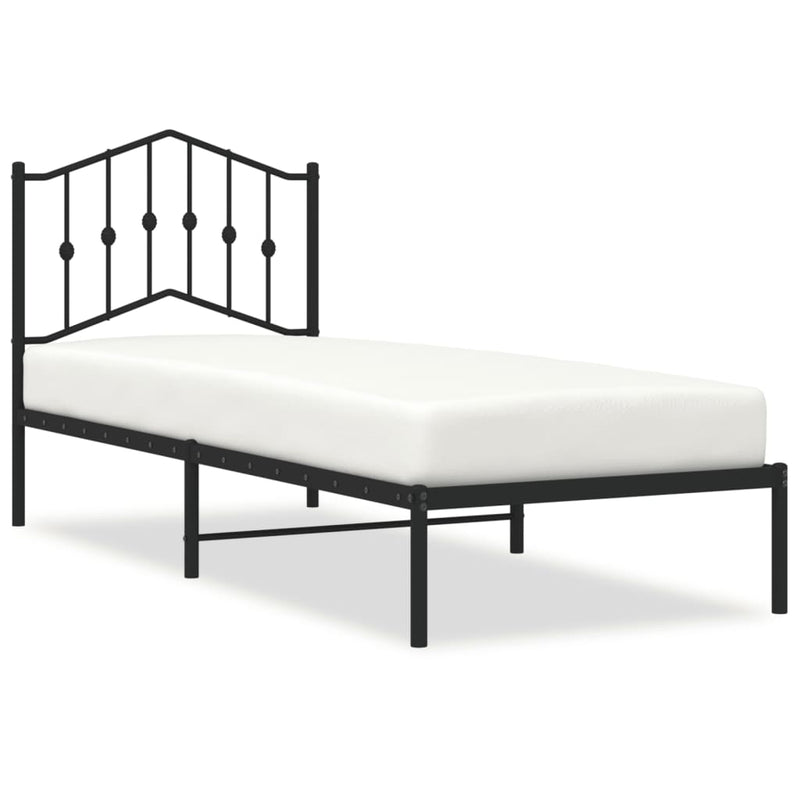 vidaXL fekete fém ágykeret fejtámlával 90 x 200 cm