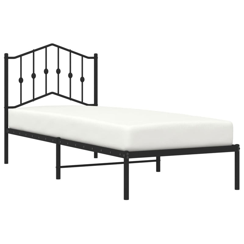 vidaXL fekete fém ágykeret fejtámlával 90 x 200 cm