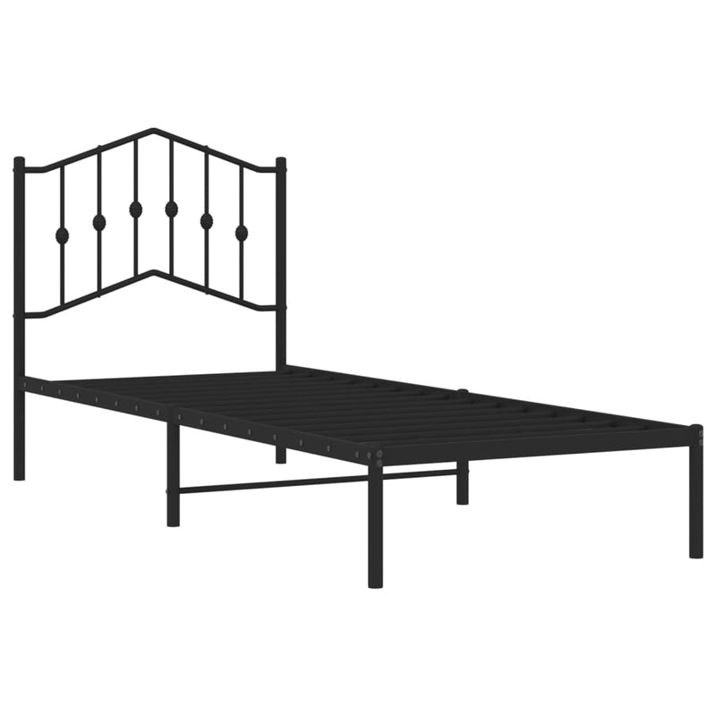 vidaXL fekete fém ágykeret fejtámlával 90 x 200 cm
