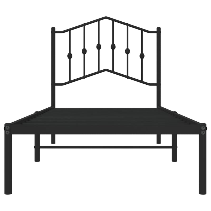 vidaXL fekete fém ágykeret fejtámlával 90 x 200 cm