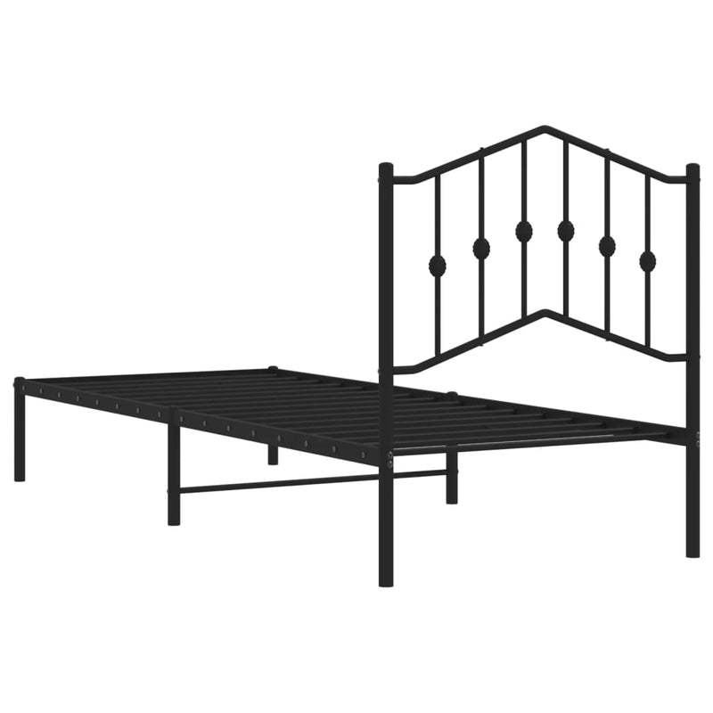 vidaXL fekete fém ágykeret fejtámlával 90 x 200 cm