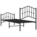 vidaXL fekete fém ágykeret fej- és lábtámlával 75 x 190 cm