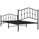 vidaXL fekete fém ágykeret fej- és lábtámlával 100 x 190 cm