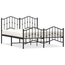 vidaXL fekete fém ágykeret fej- és lábtámlával 135 x 190 cm