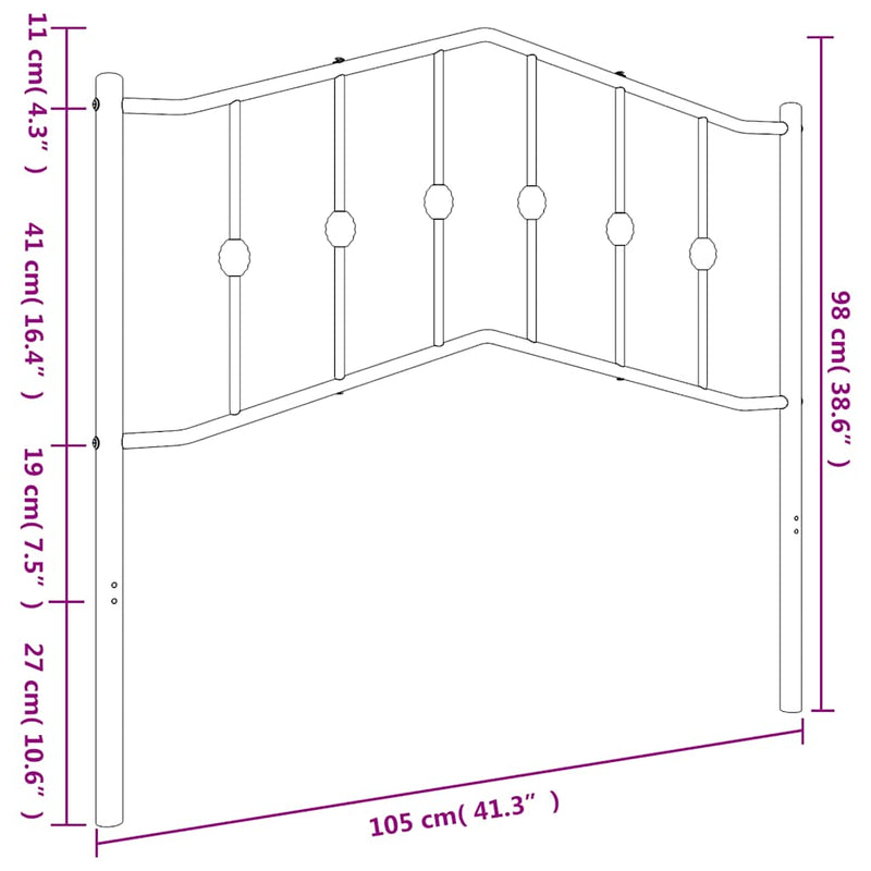 vidaXL fekete fém fejtámla 100 cm