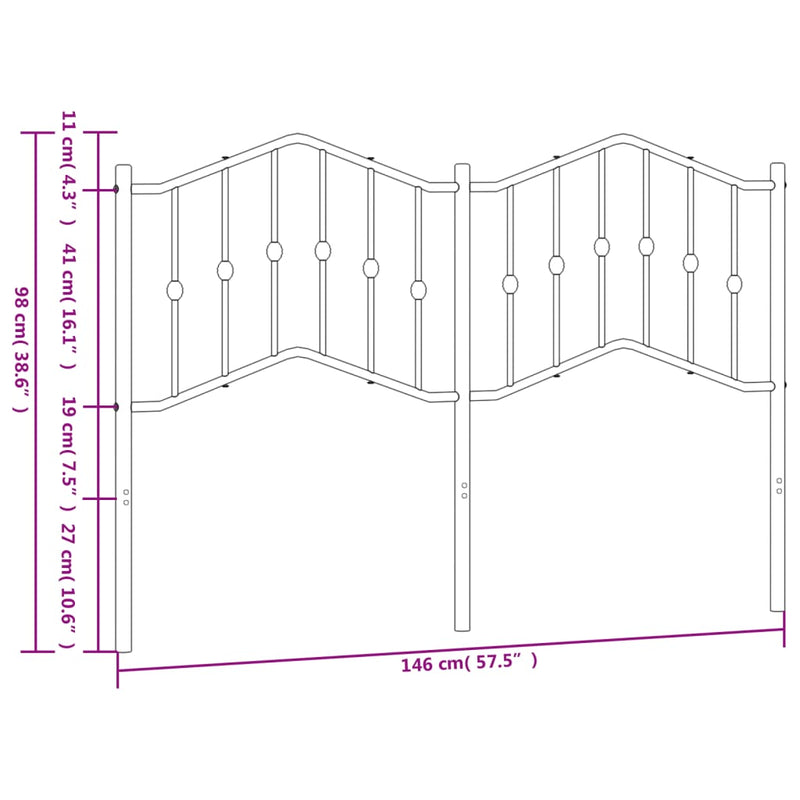 vidaXL fekete fém fejtámla 140 cm