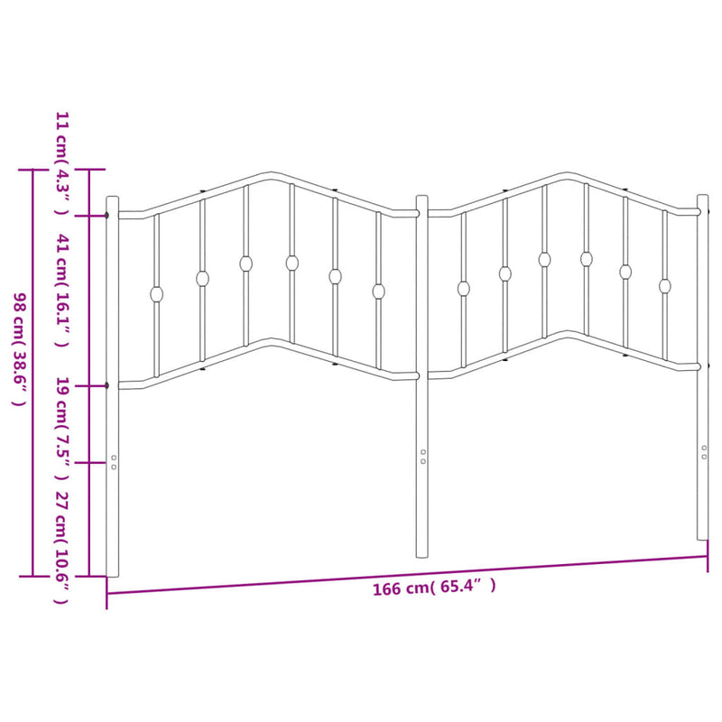 vidaXL fekete fém fejtámla 160 cm