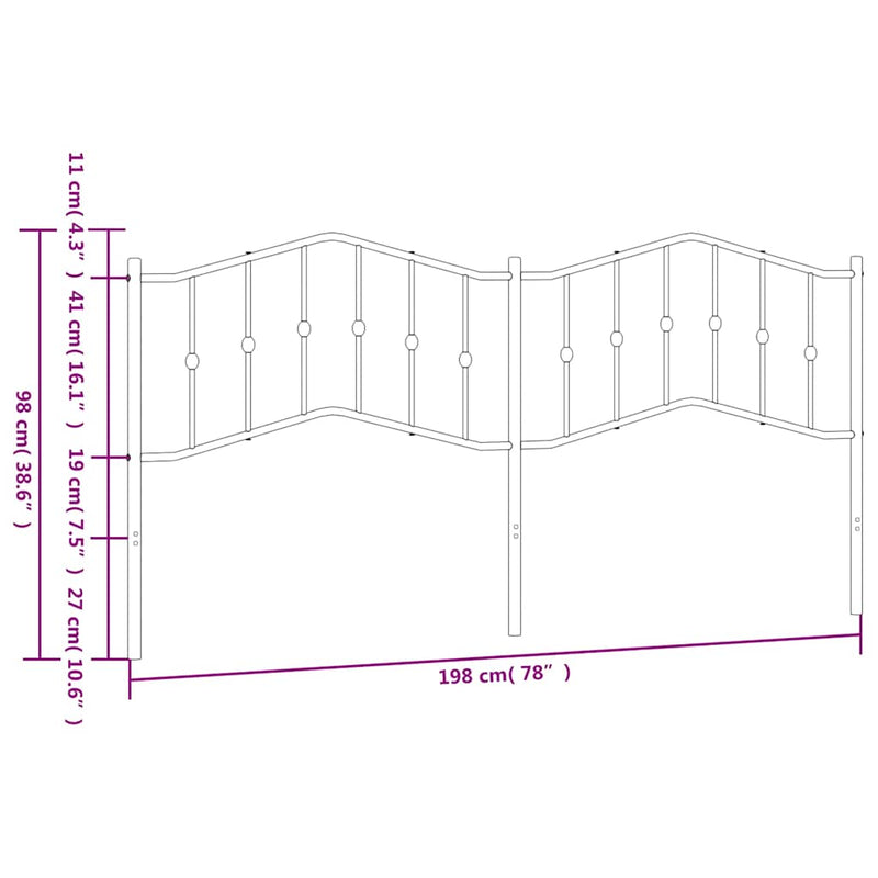 vidaXL fekete fém fejtámla 193 cm