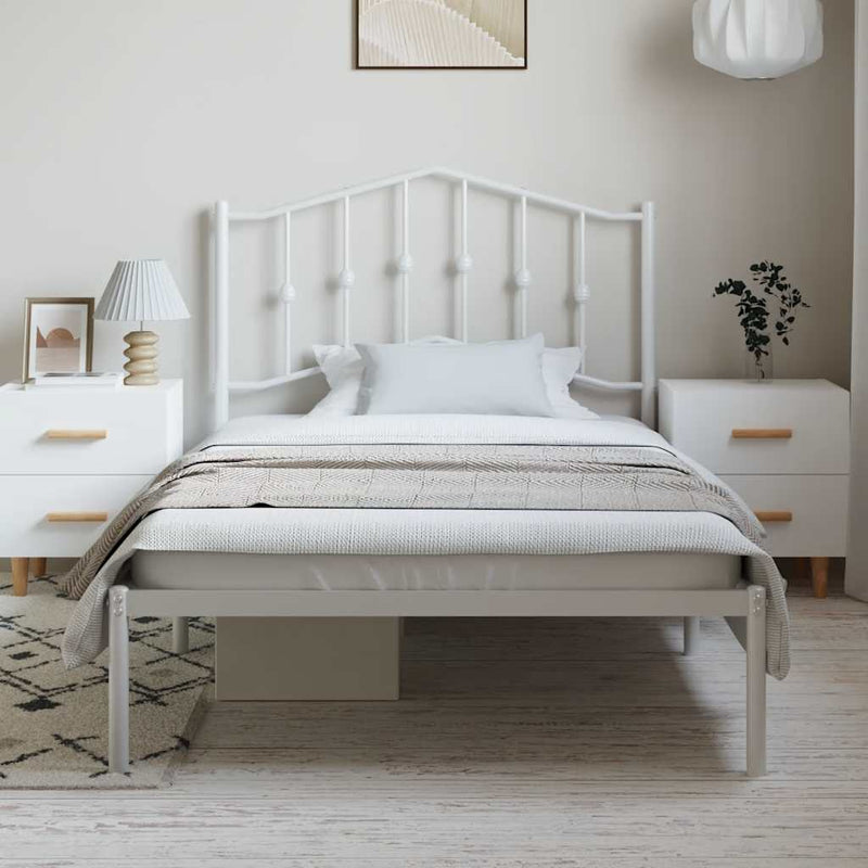 vidaXL fehér fém ágykeret fejtámlával 100x190 cm