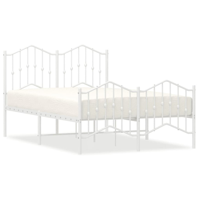 vidaXL fehér fém ágykeret fej- és lábtámlával 120 x 190 cm
