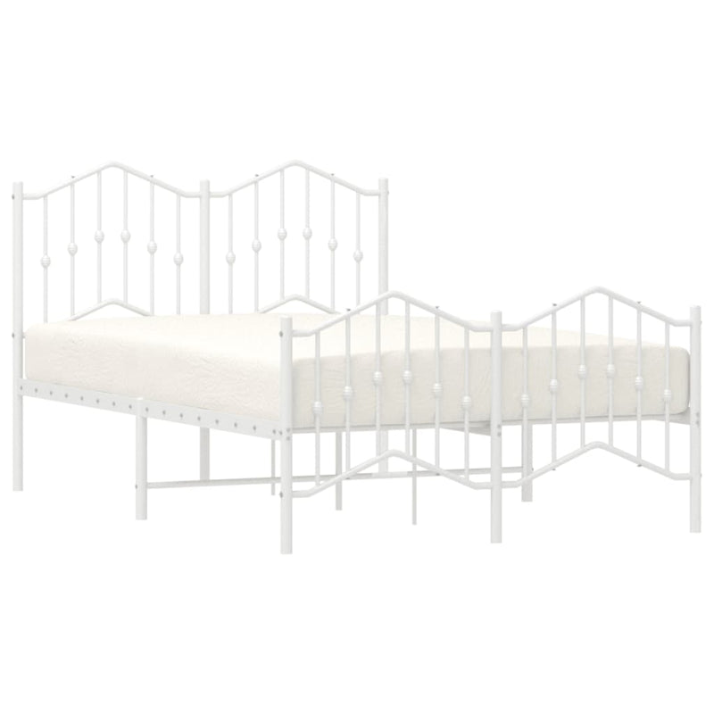 vidaXL fehér fém ágykeret fej- és lábtámlával 120 x 190 cm