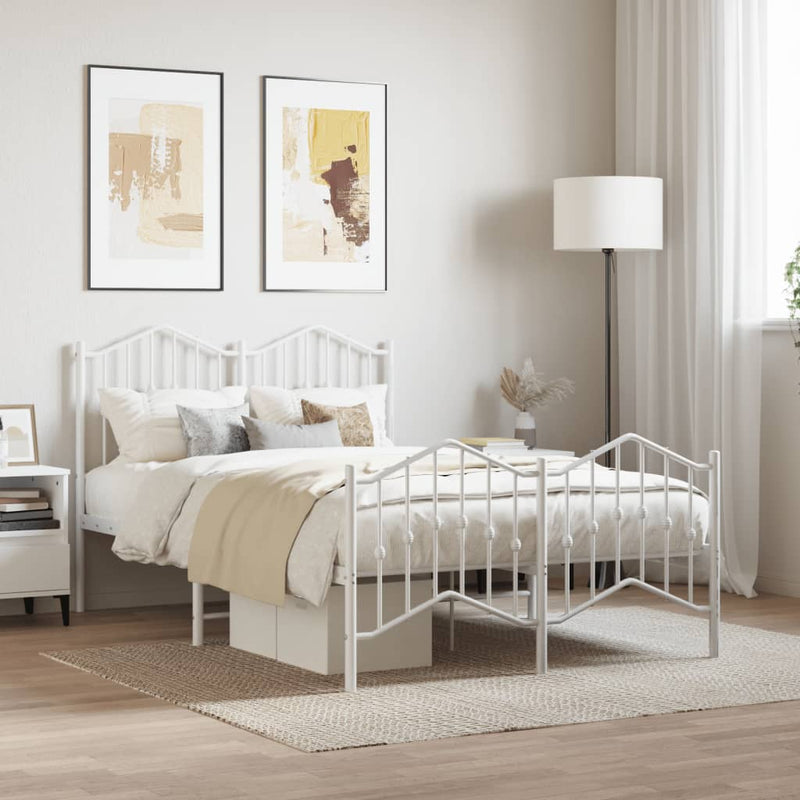 vidaXL fehér fém ágykeret fej- és lábtámlával 120 x 190 cm