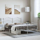 vidaXL fehér fém ágykeret fej- és lábtámlával 135 x 190 cm