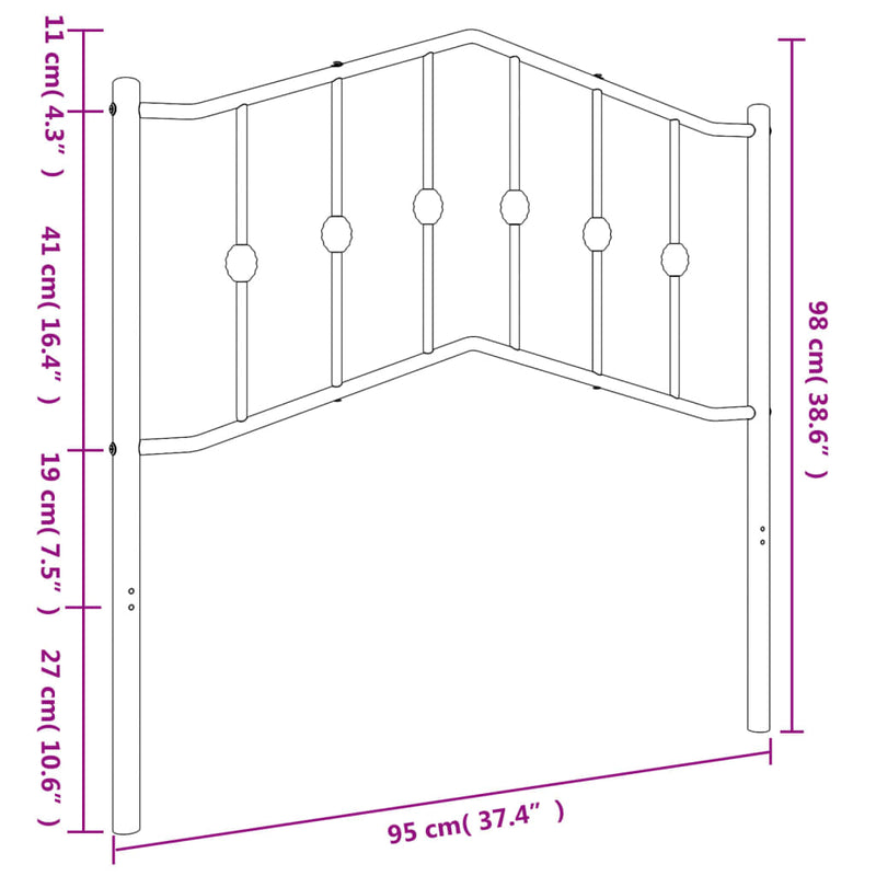 vidaXL fehér fém fejtámla 90 cm