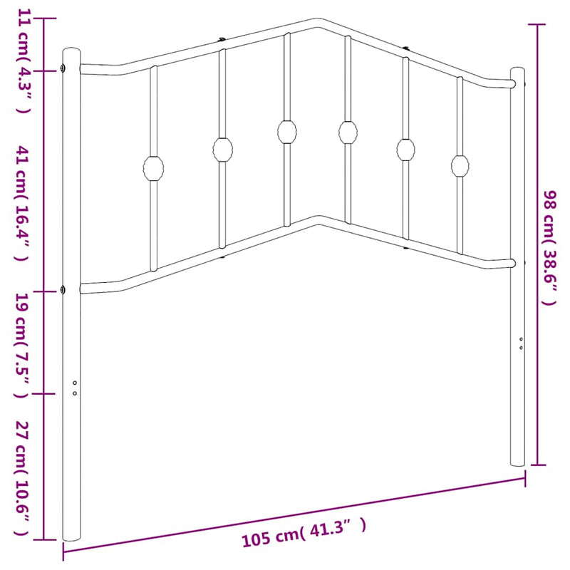 vidaXL fehér fém fejtámla 100 cm