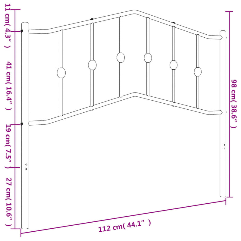 vidaXL fehér fém fejtámla 107 cm