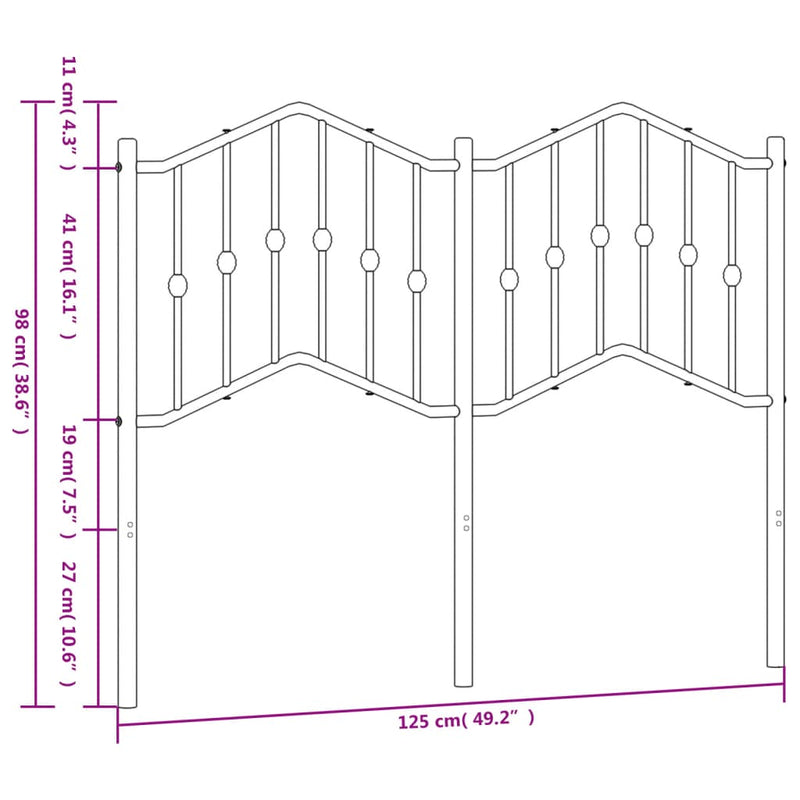 vidaXL fehér fém fejtámla 120 cm
