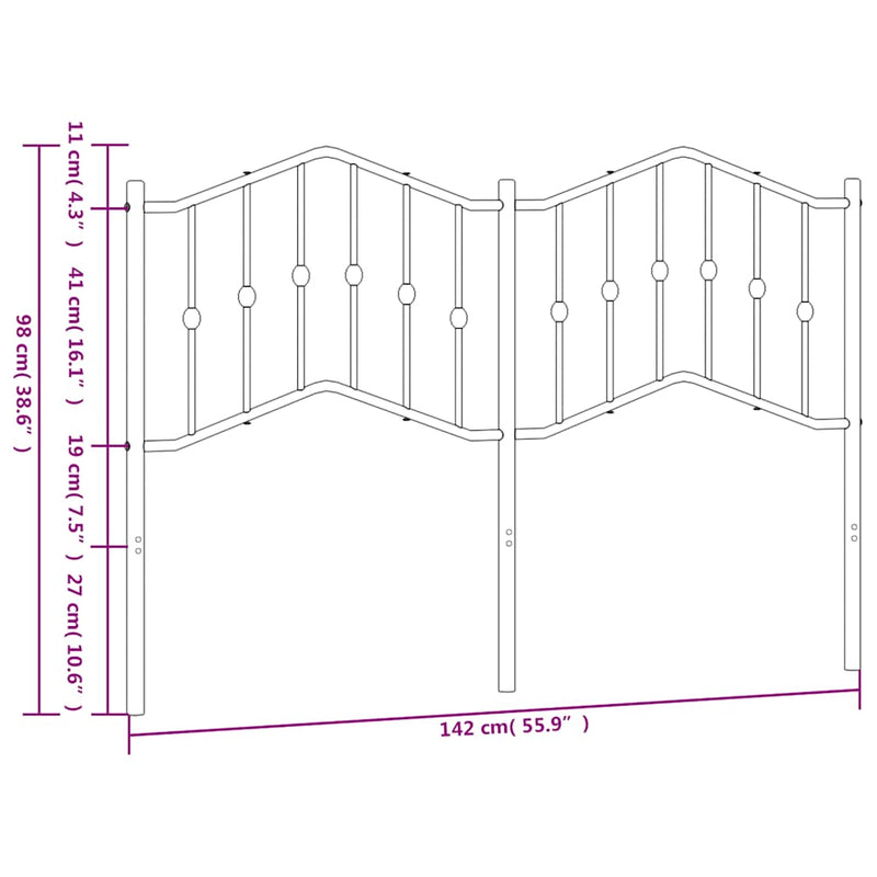 vidaXL fehér fém fejtámla 135 cm