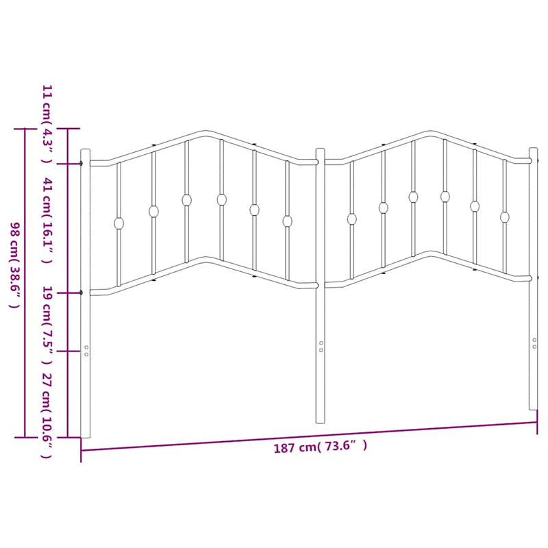 vidaXL fehér fém fejtámla 180 cm