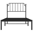 vidaXL fekete fém ágykeret fejtámlával 90 x 200 cm