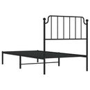 vidaXL fekete fém ágykeret fejtámlával 90 x 200 cm