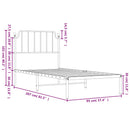 vidaXL fekete fém ágykeret fejtámlával 90 x 200 cm