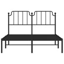 vidaXL fekete fém ágykeret fejtámlával 135 x 190 cm