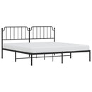 vidaXL fekete fém ágykeret fejtámlával 200 x 200 cm