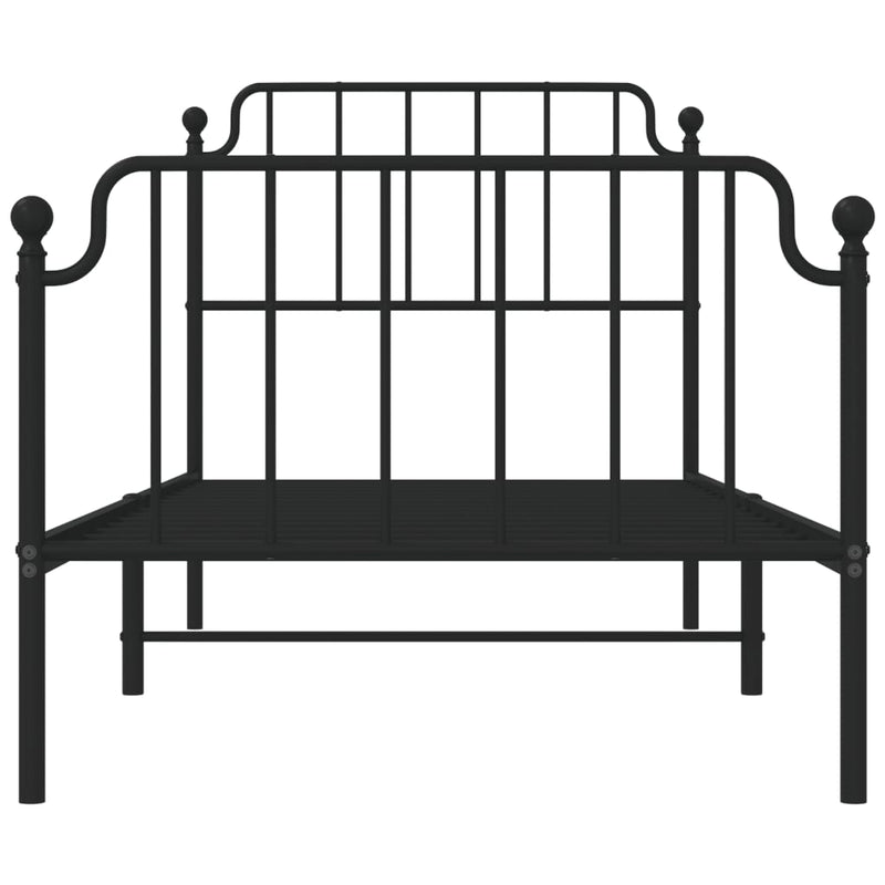 vidaXL fekete fém ágykeret fej- és lábtámlával 90 x 200 cm