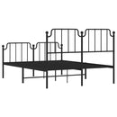 vidaXL fekete fém ágykeret fej- és lábtámlával 135 x 190 cm