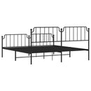 vidaXL fekete fém ágykeret fej- és lábtámlával 193 x 203 cm