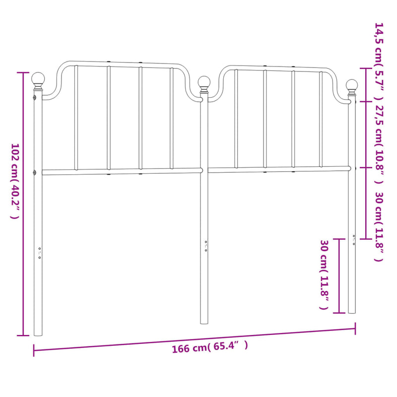 vidaXL fekete fém fejtámla 160 cm