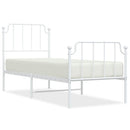 vidaXL fehér fém ágykeret fej- és lábtámlával 75 x 190 cm