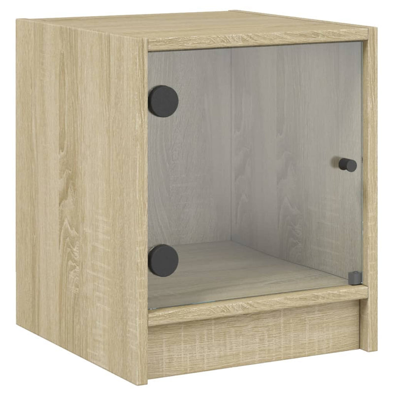 vidaXL 2 db sonoma tölgy színű éjjeliszekrény üvegajtókkal 35x37x42 cm