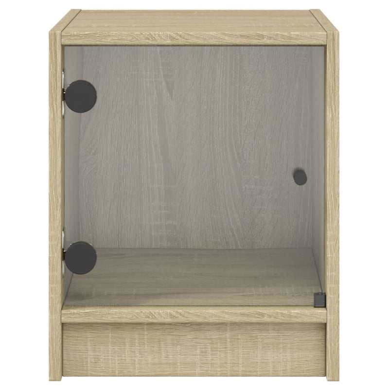 vidaXL 2 db sonoma tölgy színű éjjeliszekrény üvegajtókkal 35x37x42 cm