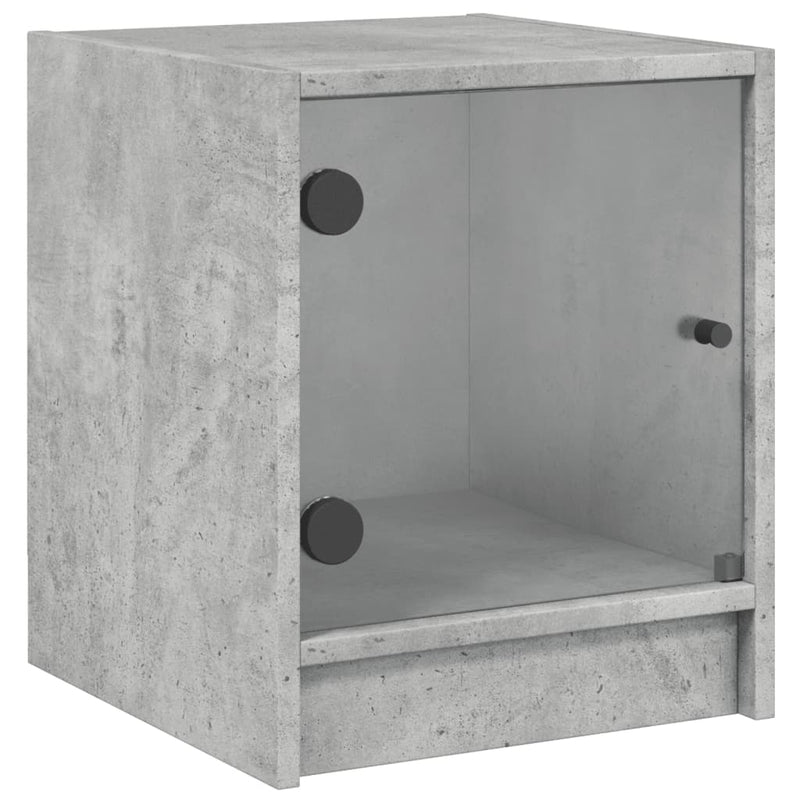 vidaXL 2 db betonszürke éjjeliszekrény üvegajtókkal 35 x 37 x 42 cm