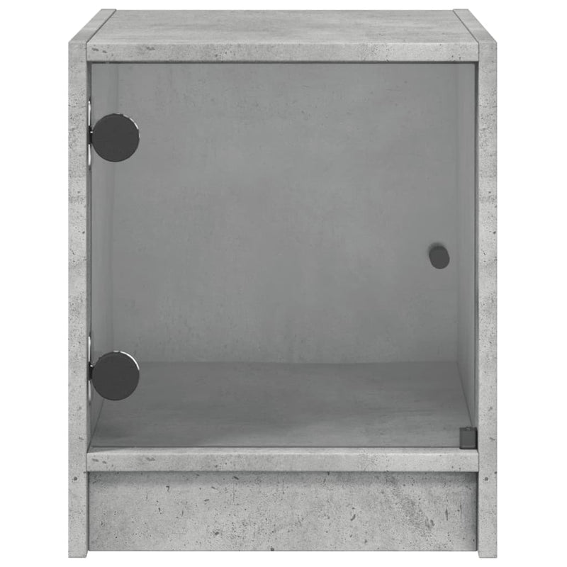 vidaXL 2 db betonszürke éjjeliszekrény üvegajtókkal 35 x 37 x 42 cm