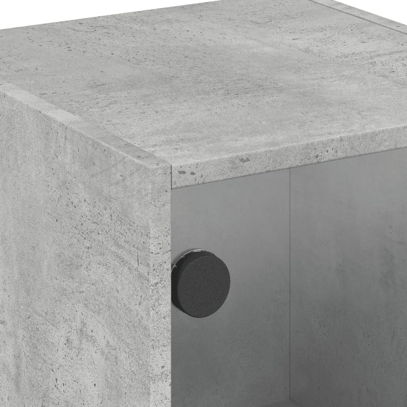 vidaXL 2 db betonszürke éjjeliszekrény üvegajtókkal 35 x 37 x 42 cm