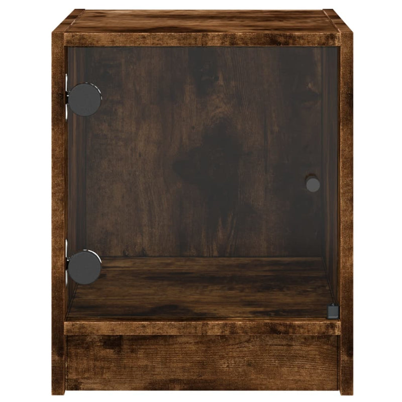 vidaXL 2 db füstös tölgy színű éjjeliszekrény üvegajtókkal 35x37x42 cm