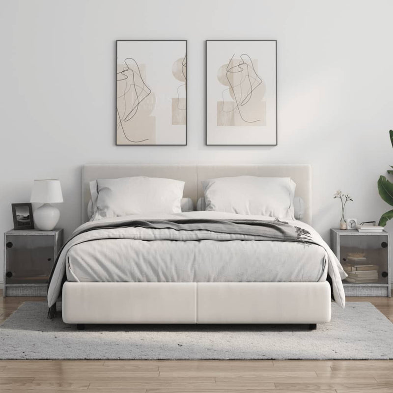 vidaXL 2 db szürke sonoma színű éjjeliszekrény üvegajtóval 35x37x42 cm